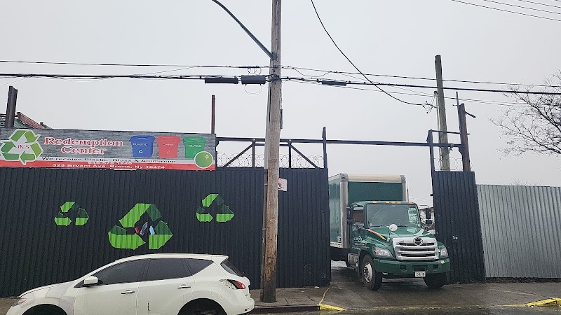 JK's redemption center (bottles glass & cans return) recycling center in New York City, NY - View of facility